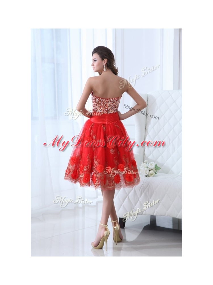 Beautiful  Sweetheart Red Prom Dress with Beading and Appliques