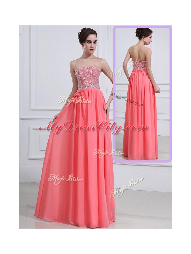 Beautiful Sweetheart Watermelon Prom Dresses with Beading