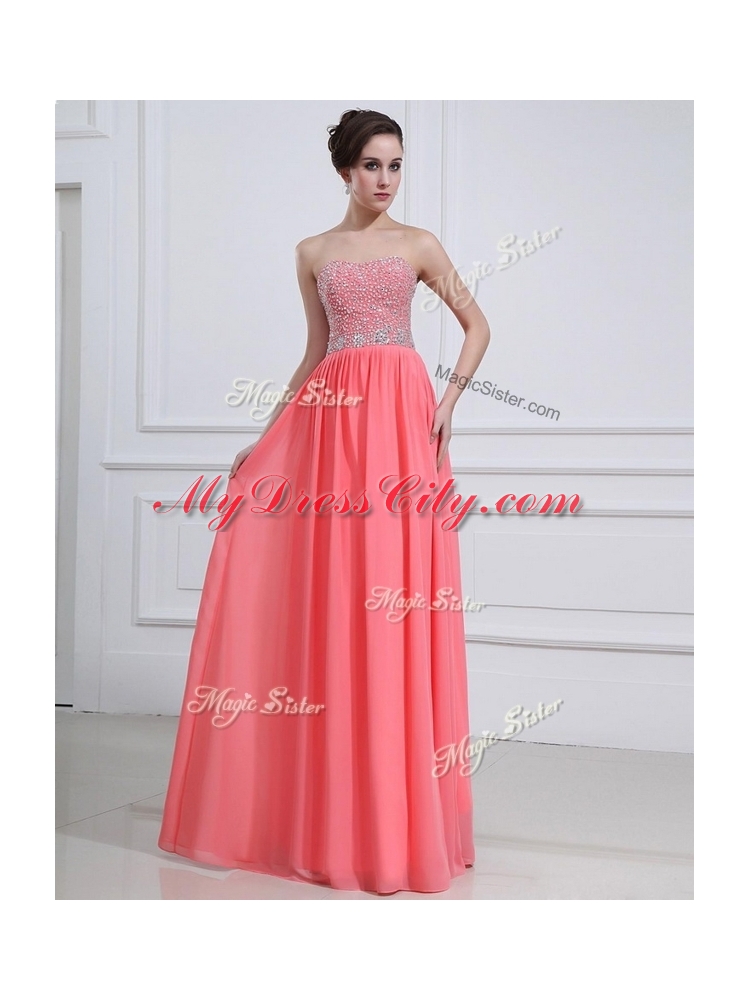 Beautiful Sweetheart Watermelon Prom Dresses with Beading