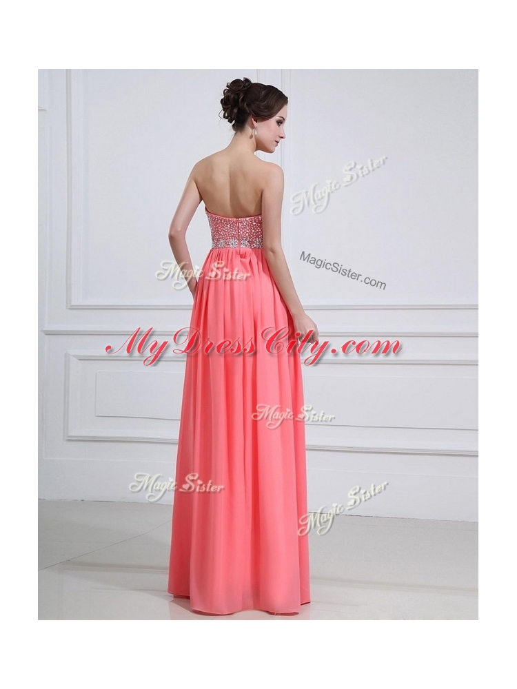 Beautiful Sweetheart Watermelon Prom Dresses with Beading