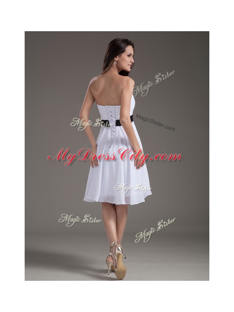 Elegant Strapless Sash White Short Prom Dress for Homecoming