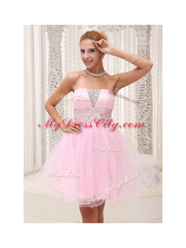 Exquisite Strapless Beading Short Prom Dress for Homecoming