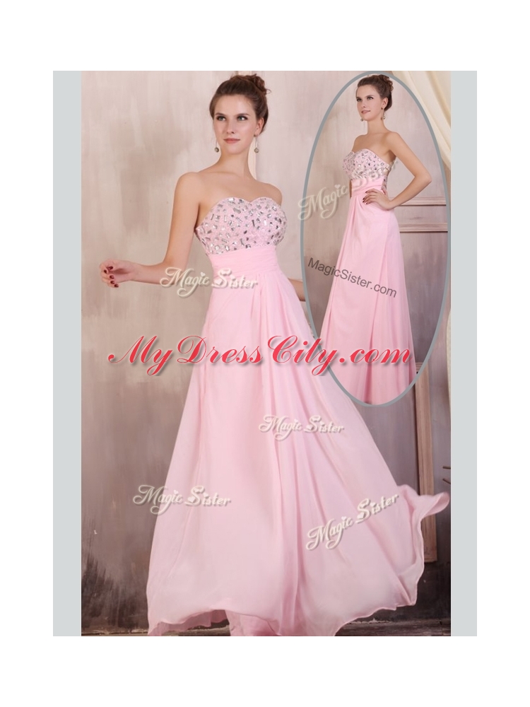 Gorgeous Empire Sweetheart Beading Baby Pink Prom Dress