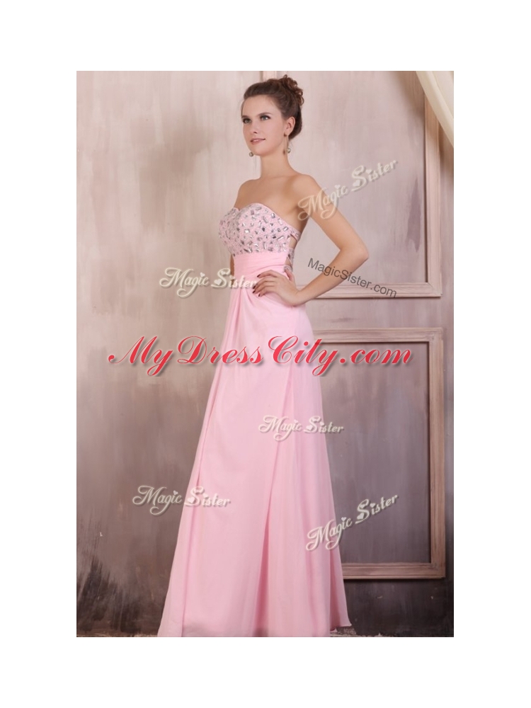 Gorgeous Empire Sweetheart Beading Baby Pink Prom Dress