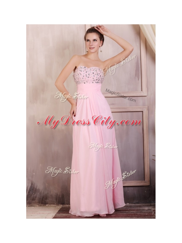 Gorgeous Empire Sweetheart Beading Baby Pink Prom Dress