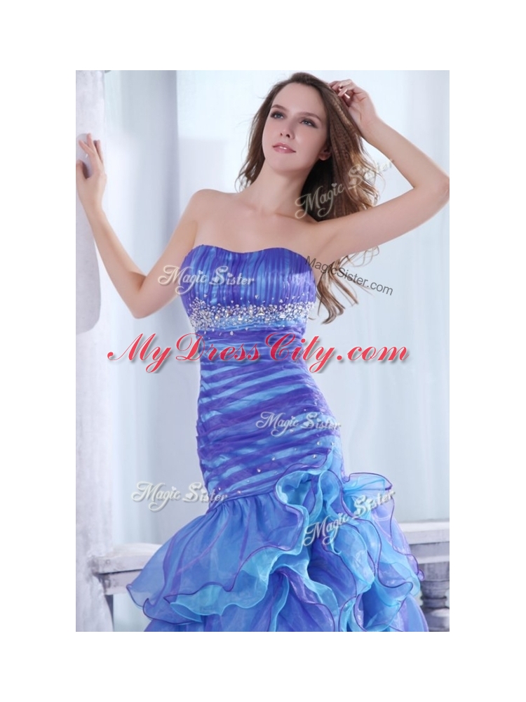 Hot Sale Column Sweetheart High Low Beading and Ruffled Layers Prom Dresses