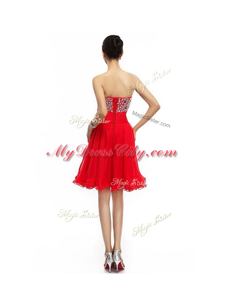 Lovely Short Sweetheart Beading Prom Dresses in Red