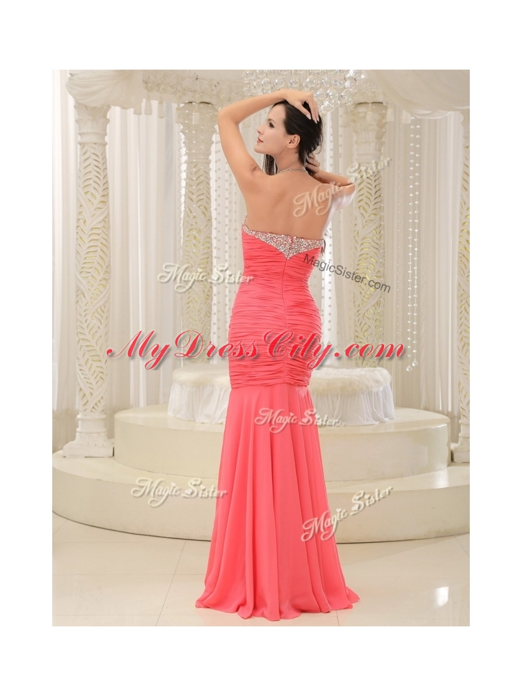 New Style Mermaid Sweetheart Coral Red Prom Dress