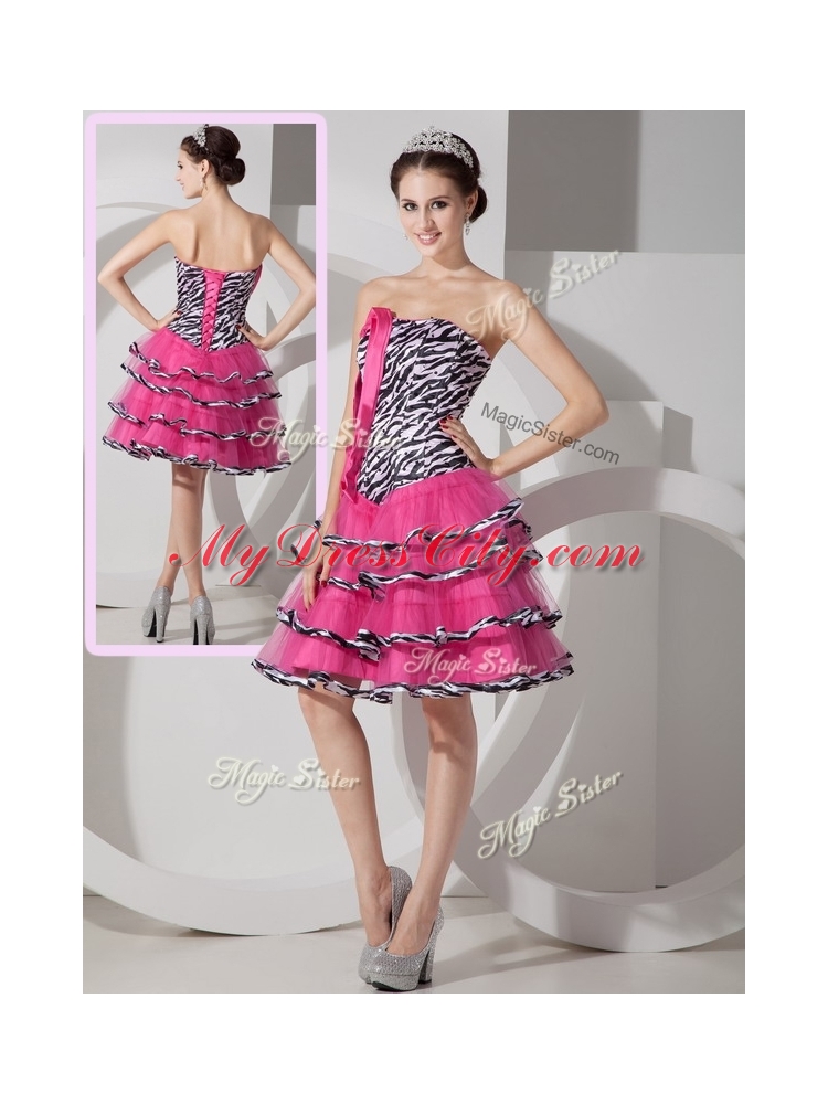 New Style Sweetheart Leopard and Ruffled Layers Prom Dresses