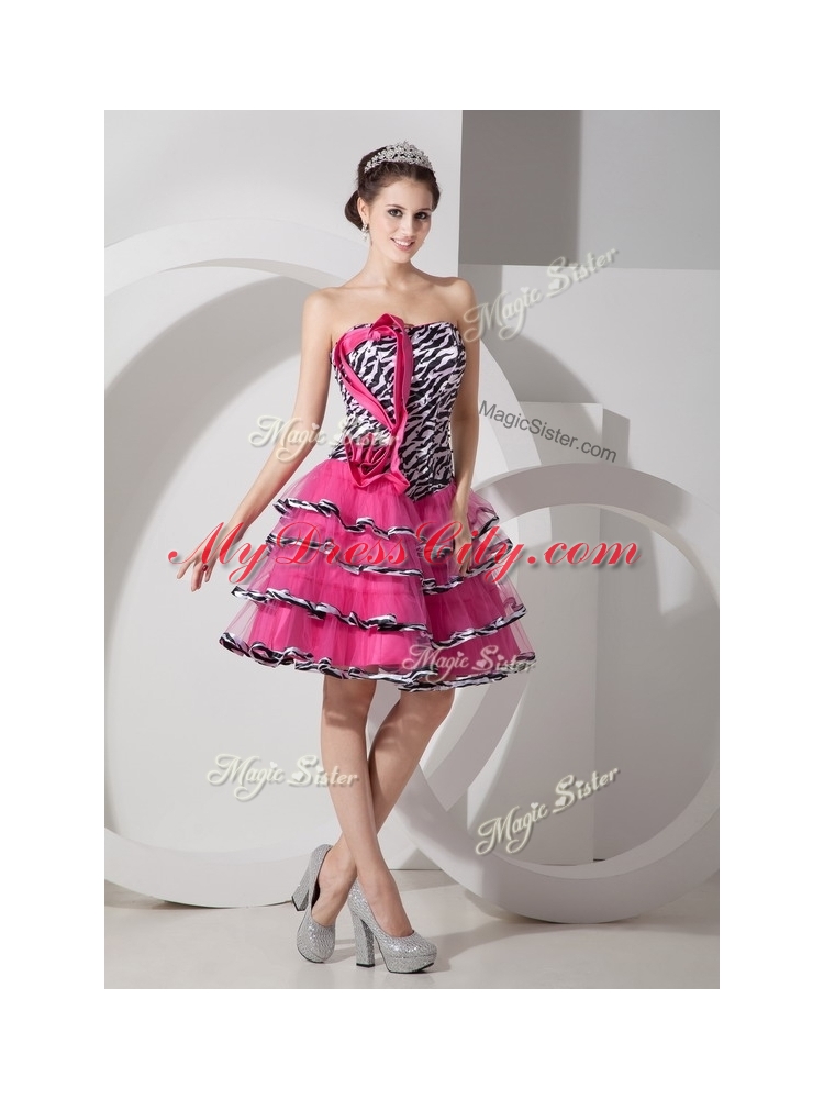 New Style Sweetheart Leopard and Ruffled Layers Prom Dresses