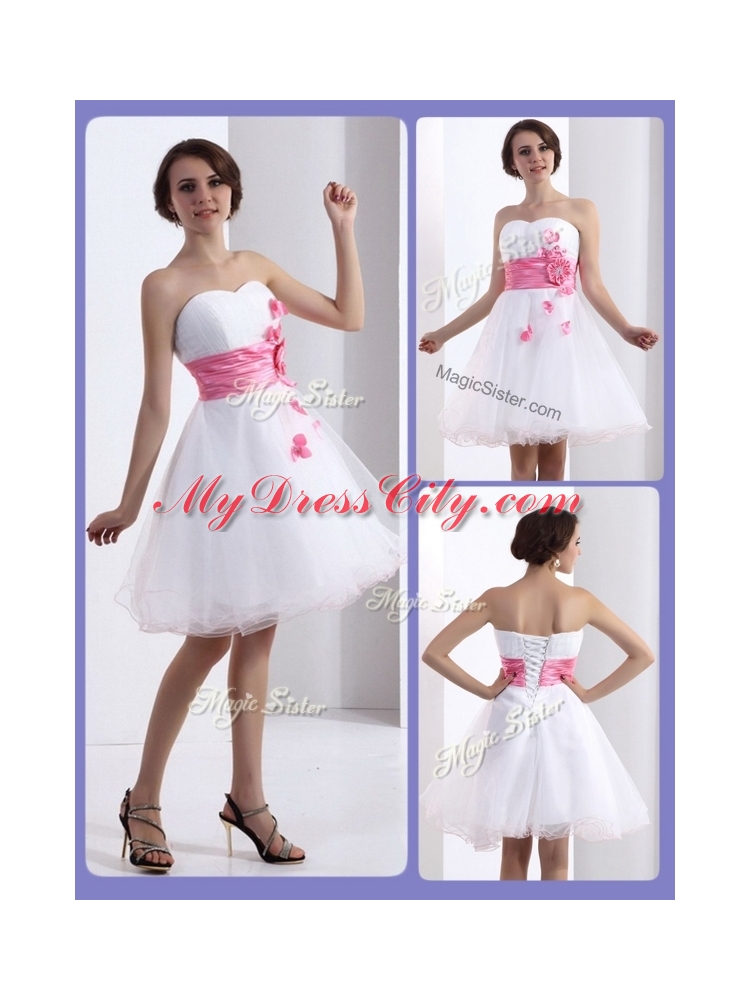 Cheap A Line Sweetheart Bridesmaid  Dresses with Hand Made Flowers