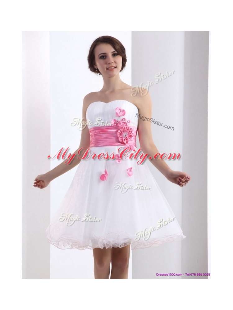 Cheap A Line Sweetheart Bridesmaid  Dresses with Hand Made Flowers