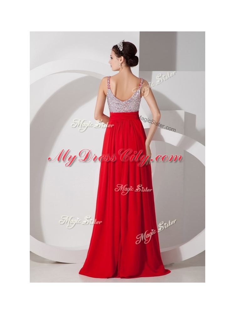 Cheap Empire Straps Beading Bridesmaid Dresses for Evening