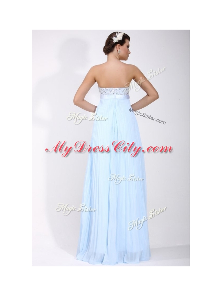 Cheap Strapless Beading Long Prom Dress in Light Blue