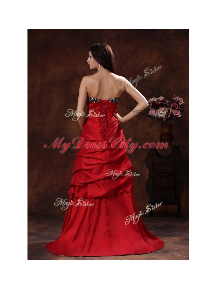 Cheap Gorgeous High Low Strapless Prom Dress With Hand Made Flowers