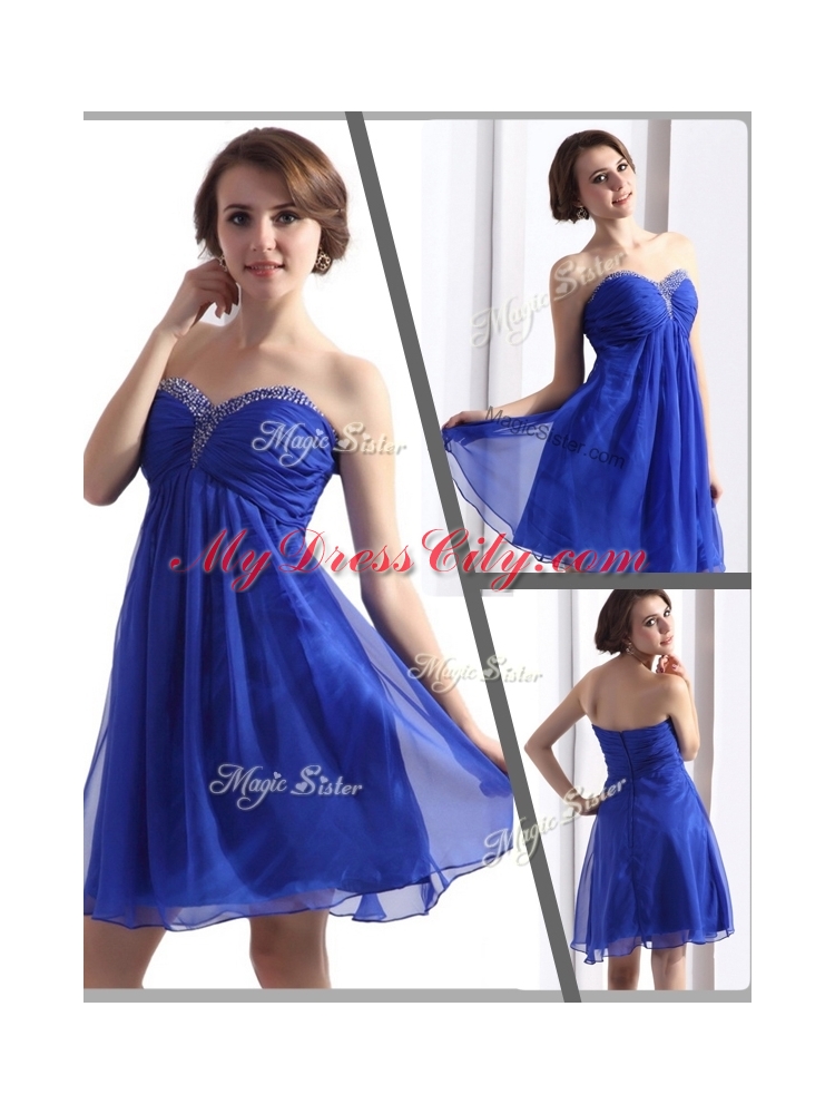 Cheap Sweetheart Beading Short Prom Dresses in Blue