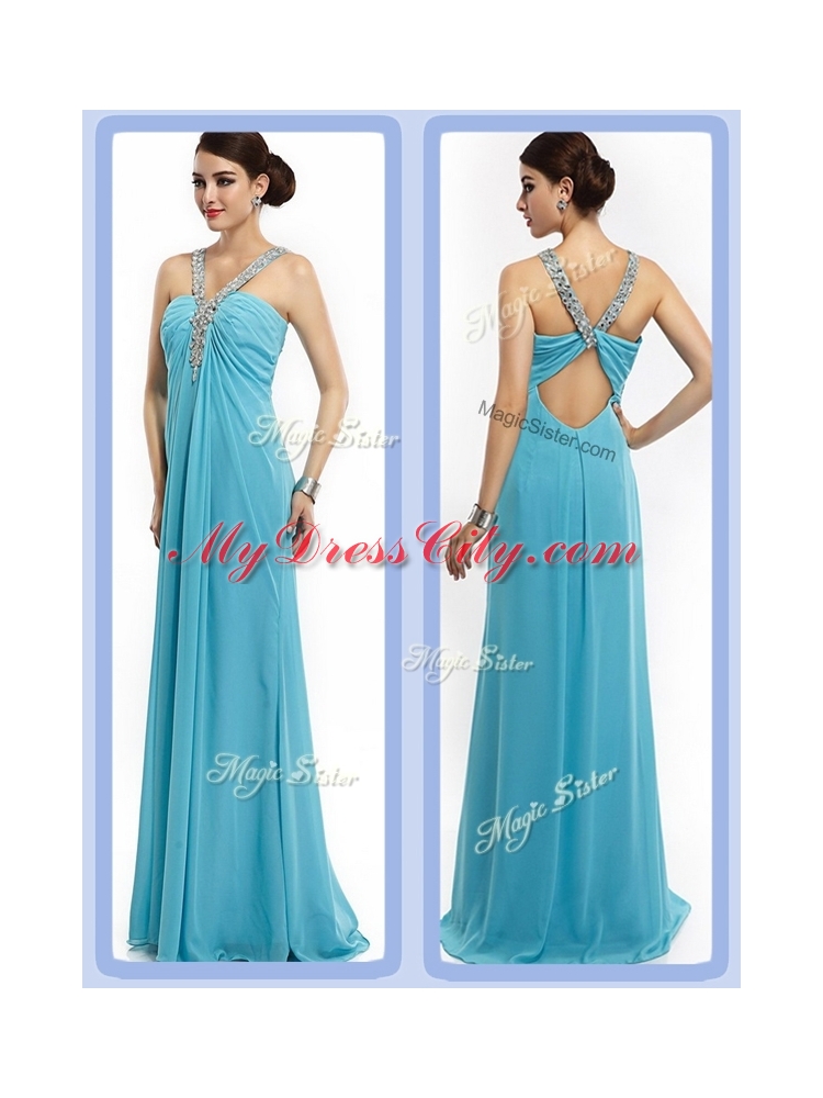 Latest Empire Brush Train Beaded Discount Evening Dresses