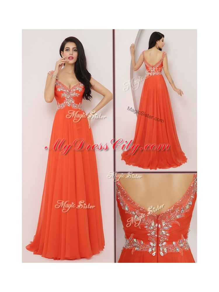 The Brand New Style Brush Train Discount Evening Dresses with High Slit and Beading