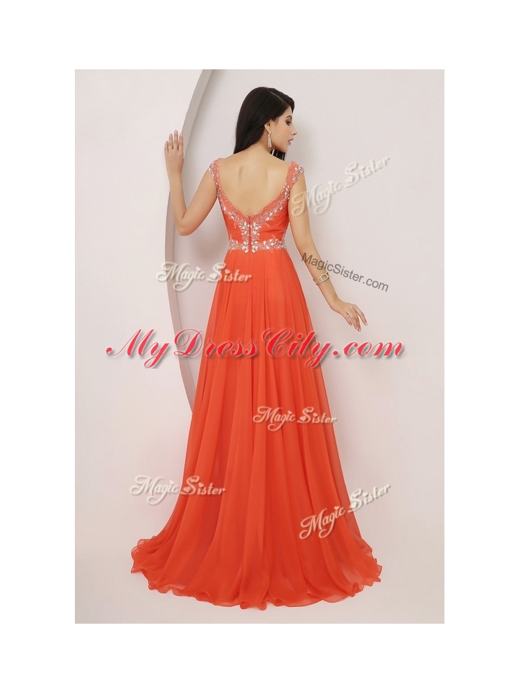 The Brand New Style Brush Train Discount Evening Dresses with High Slit and Beading