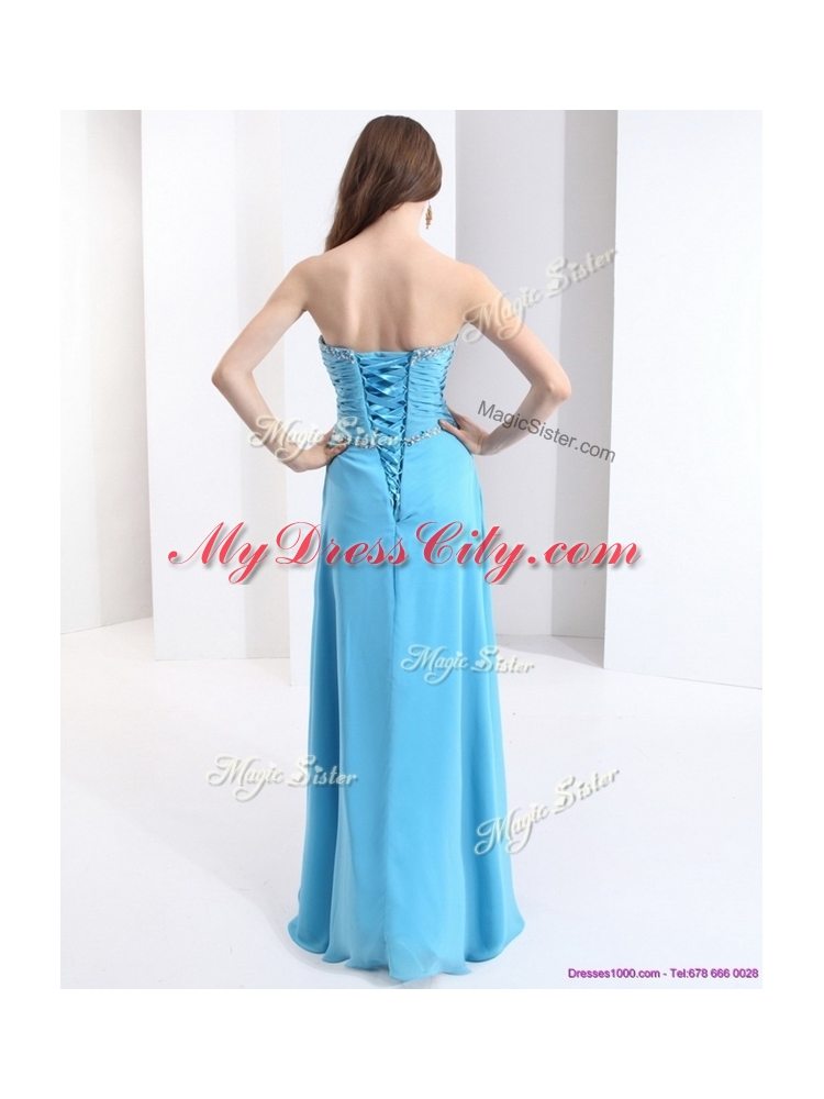 Fashionable Sweetheart Designer Prom Dresses with Beading and High Slit For 2016