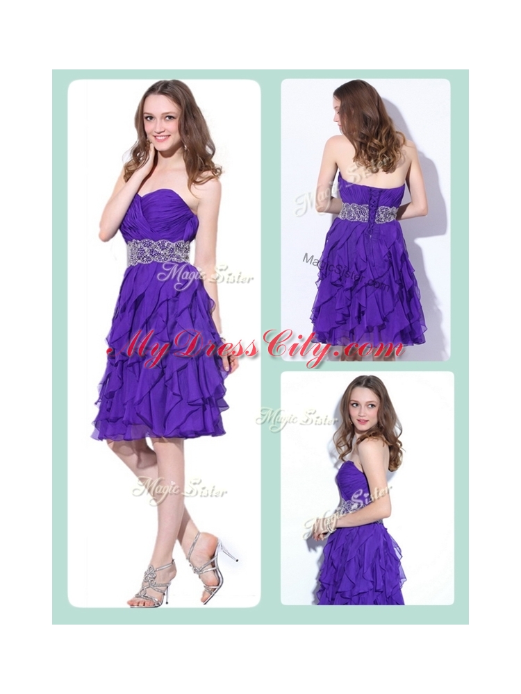 Fashionable Sweetheart Knee Length Prom Dresses with Ruffles