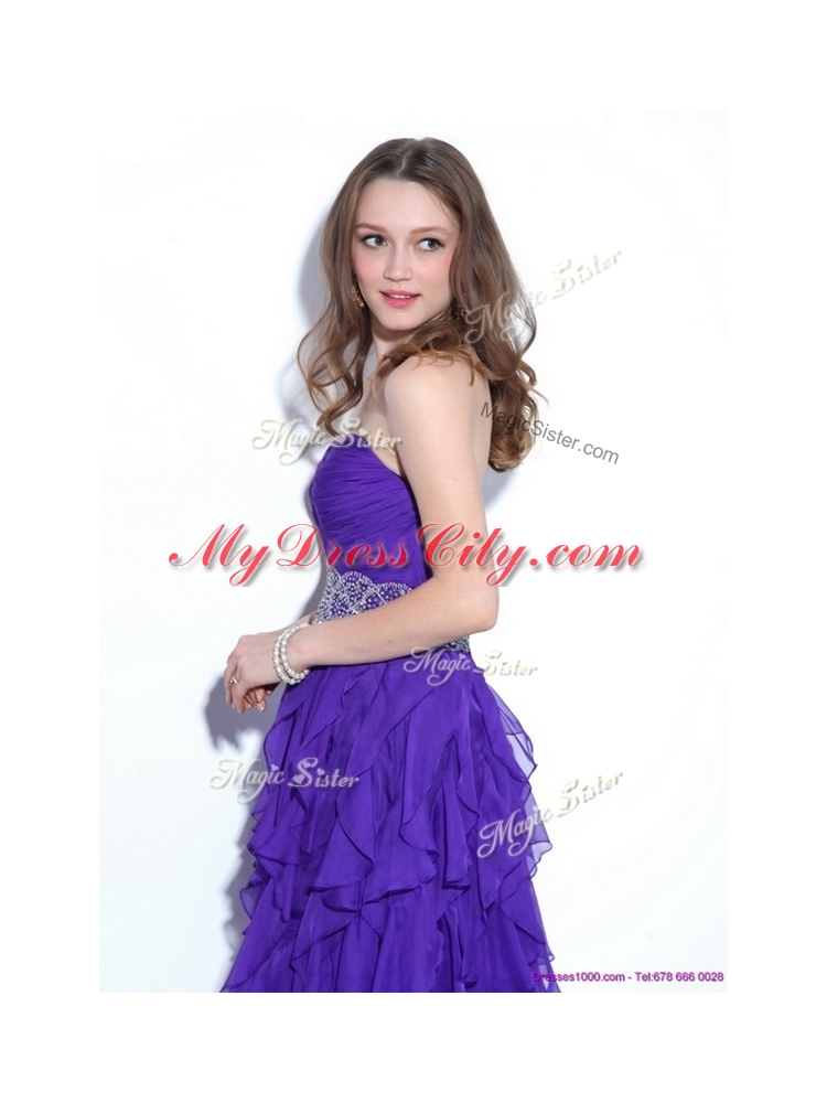 Fashionable Sweetheart Knee Length Prom Dresses with Ruffles