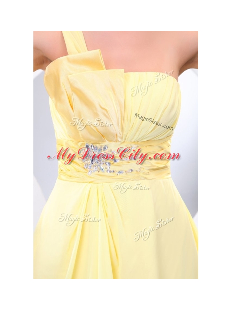 Lovely Short One Shoulder Beading and Belt Prom Dress