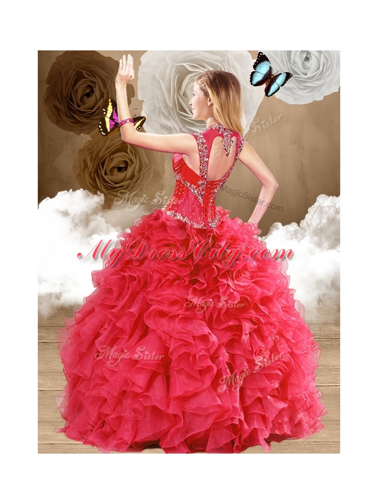 Latest Beading and Ruffles Quinceanera Gowns in Red