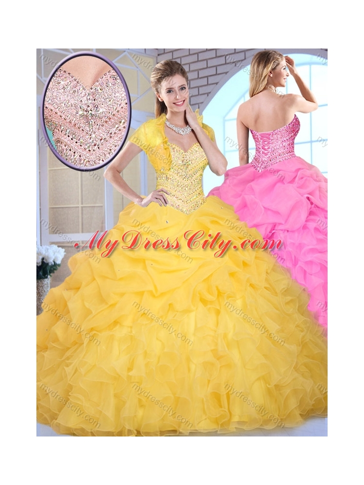 Pretty Ball Gown Sweetheart Beading and Pick Ups Quinceanera Gowns