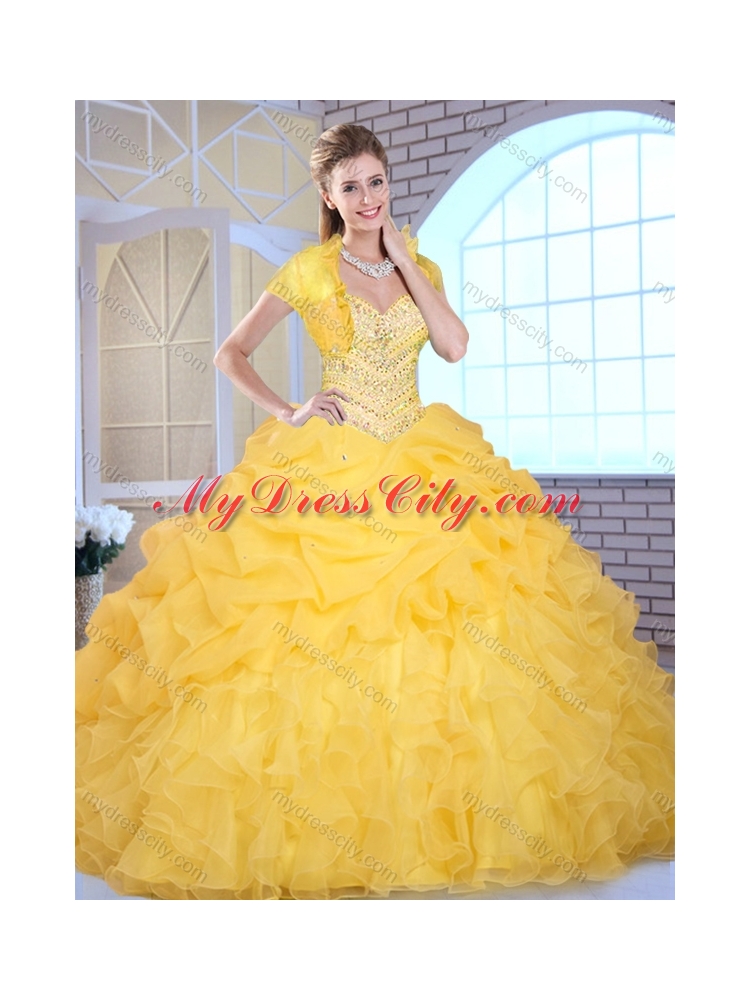 Pretty Ball Gown Sweetheart Beading and Pick Ups Quinceanera Gowns