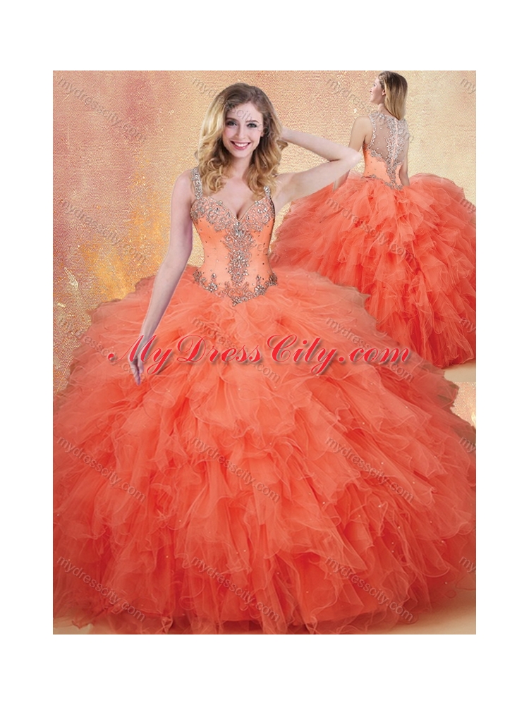 Fashionable Straps Quinceanera Dresses with Ruffles and Appliques