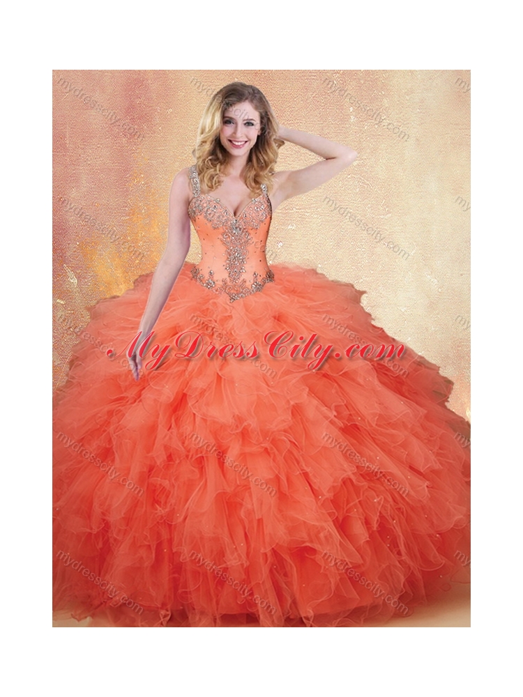 Fashionable Straps Quinceanera Dresses with Ruffles and Appliques