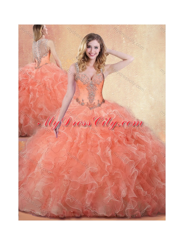 Best Straps Ball Gown Quinceanera Dresses with Ruffles and Appliques