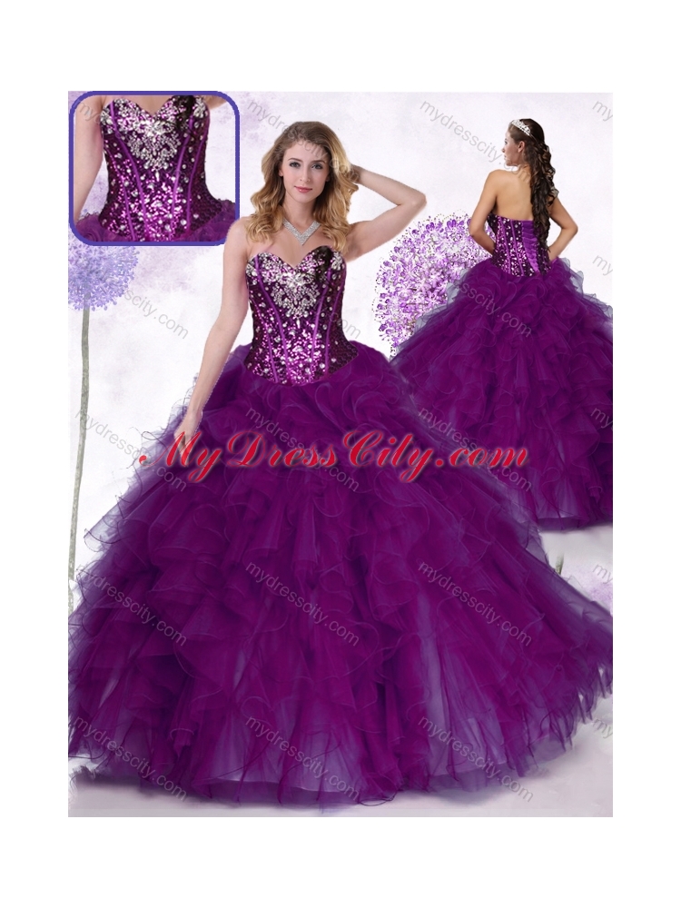 Inexpensive Ball Gown Quinceanera Dresses with Ruffles and Sequins