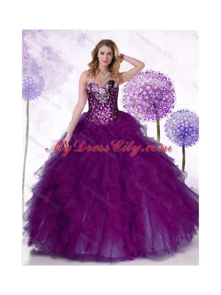 Inexpensive Ball Gown Quinceanera Dresses with Ruffles and Sequins