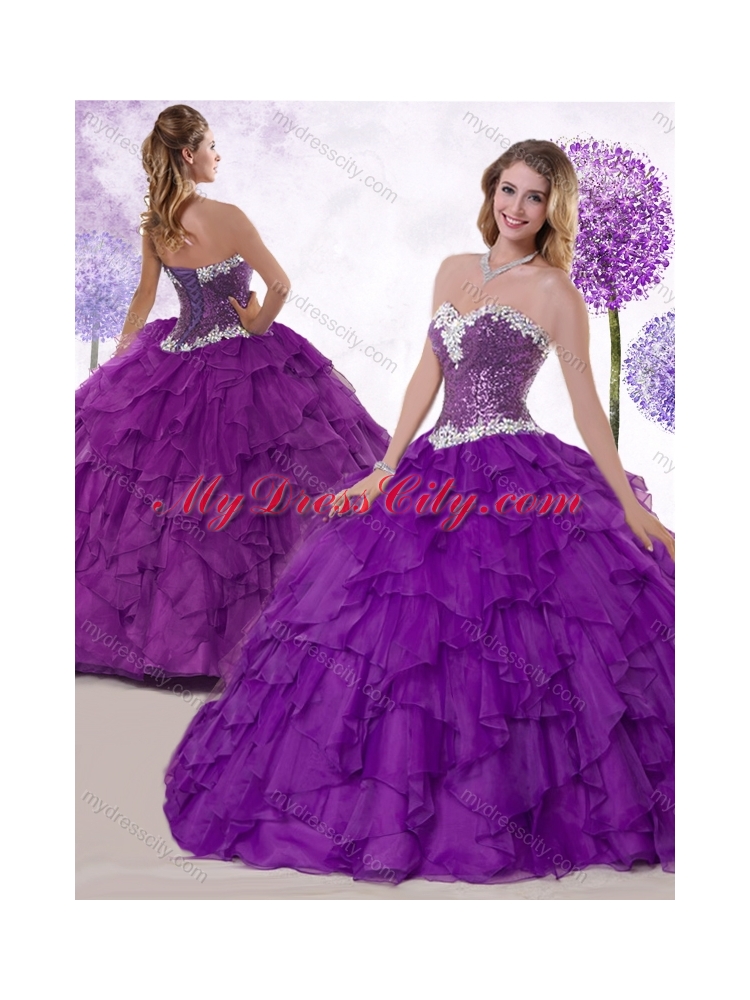 Low Price Ball Gown Sweetheart Quinceanera Dresses with Ruffles and Sequins