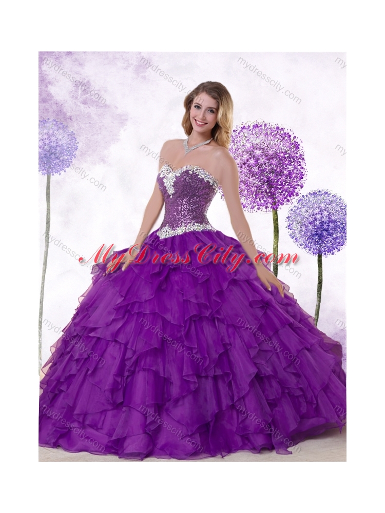 Low Price Ball Gown Sweetheart Quinceanera Dresses with Ruffles and Sequins