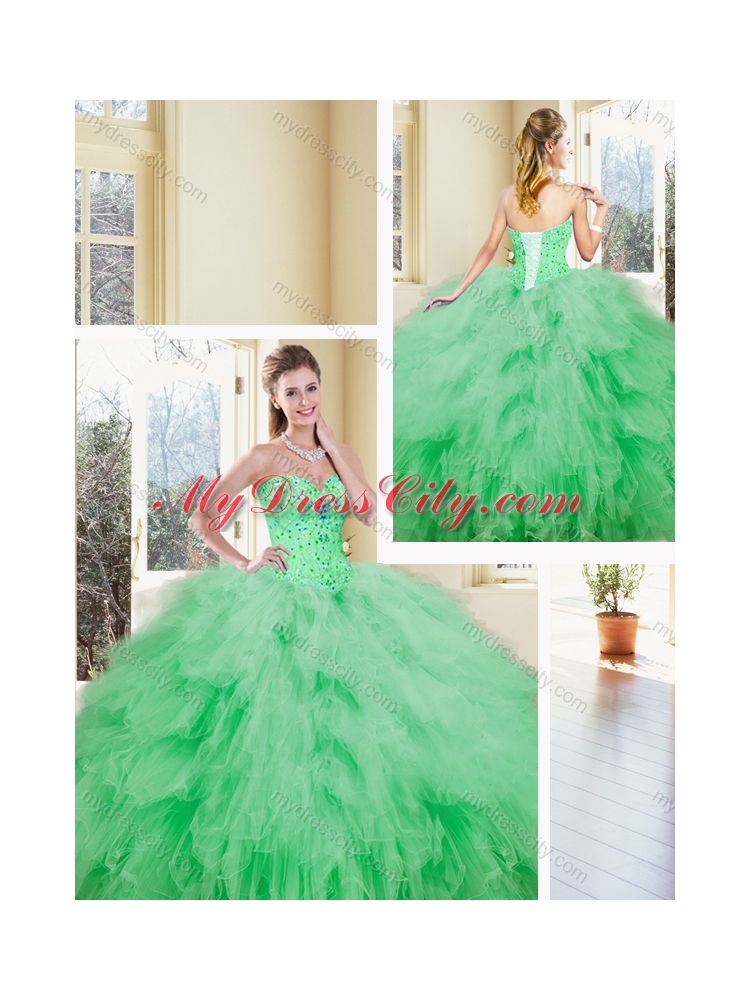 Luxurious Sweetheart Beading and Ruffles Quinceanera Dresses