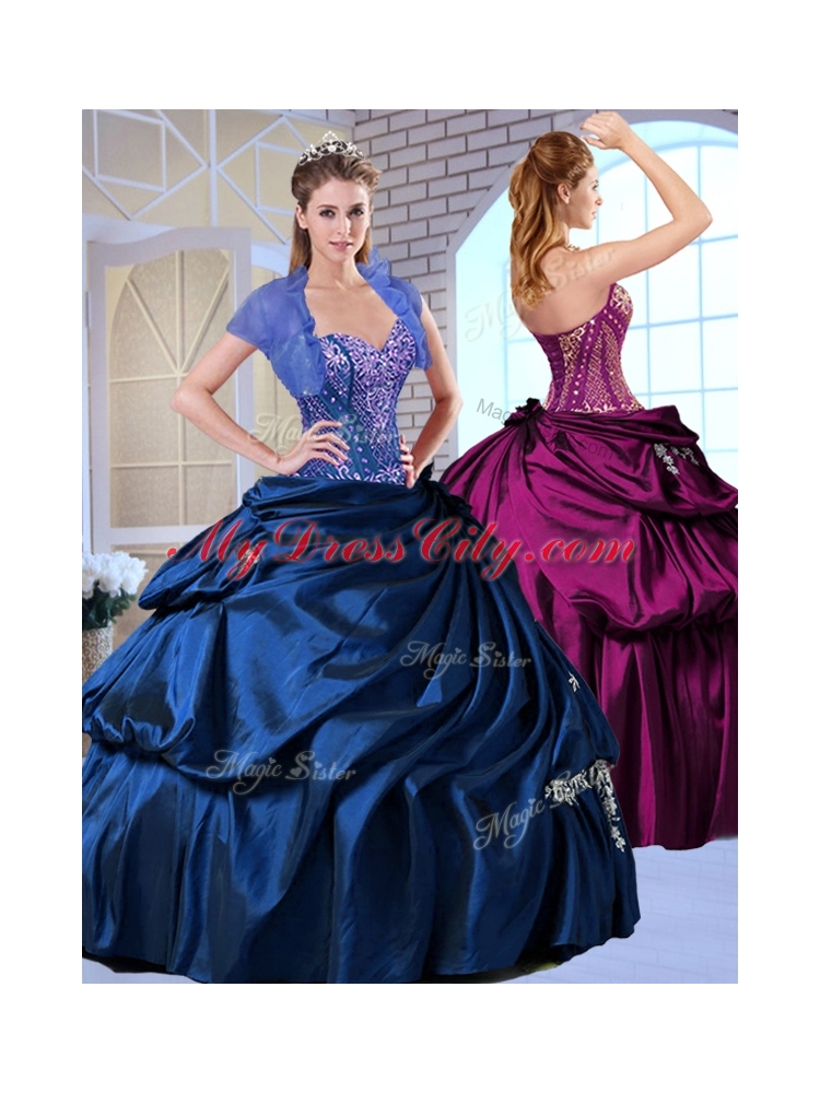 Wonderful Sweetheart Taffeta Royal Blue Quinceanera Dresses with Appliques