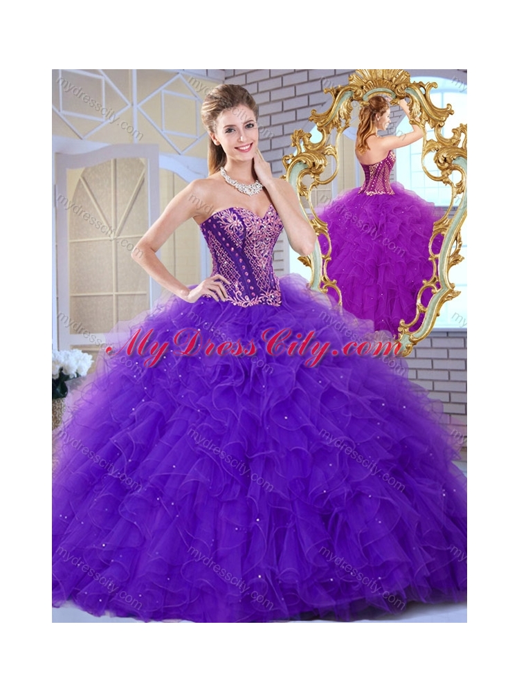 Affordable Sweetheart Ruffles and Appliques Sweet 16 Dresses