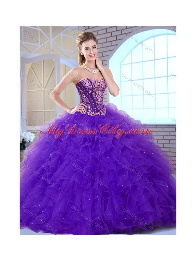 Affordable Sweetheart Ruffles and Appliques Sweet 16 Dresses