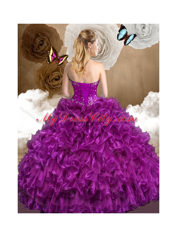 Beautiful 2016 Purple Quinceanera Dresses with Beading and Ruffles