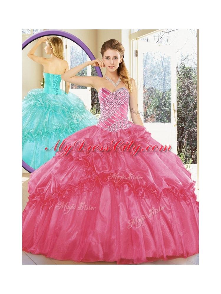 Cheap Ball Gown Quinceanera Dresses with Beading and Ruffled Layers for Spring