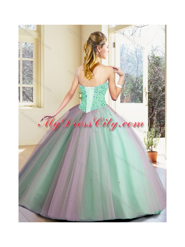 Discount Floor Length Lavender Sweet 16 Dresses with Beading