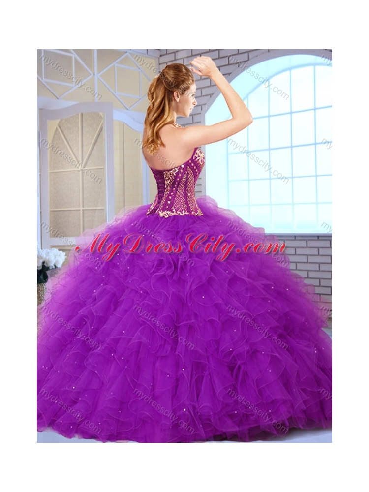 Discount Sweetheart Blue Quinceanera Dresses with Ruffles and Appliques