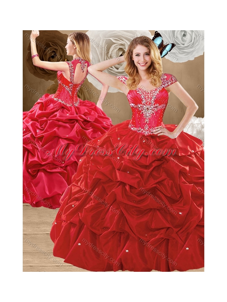 Lovely Beading and Pick Ups Quinceanera Dresses with Brush Train