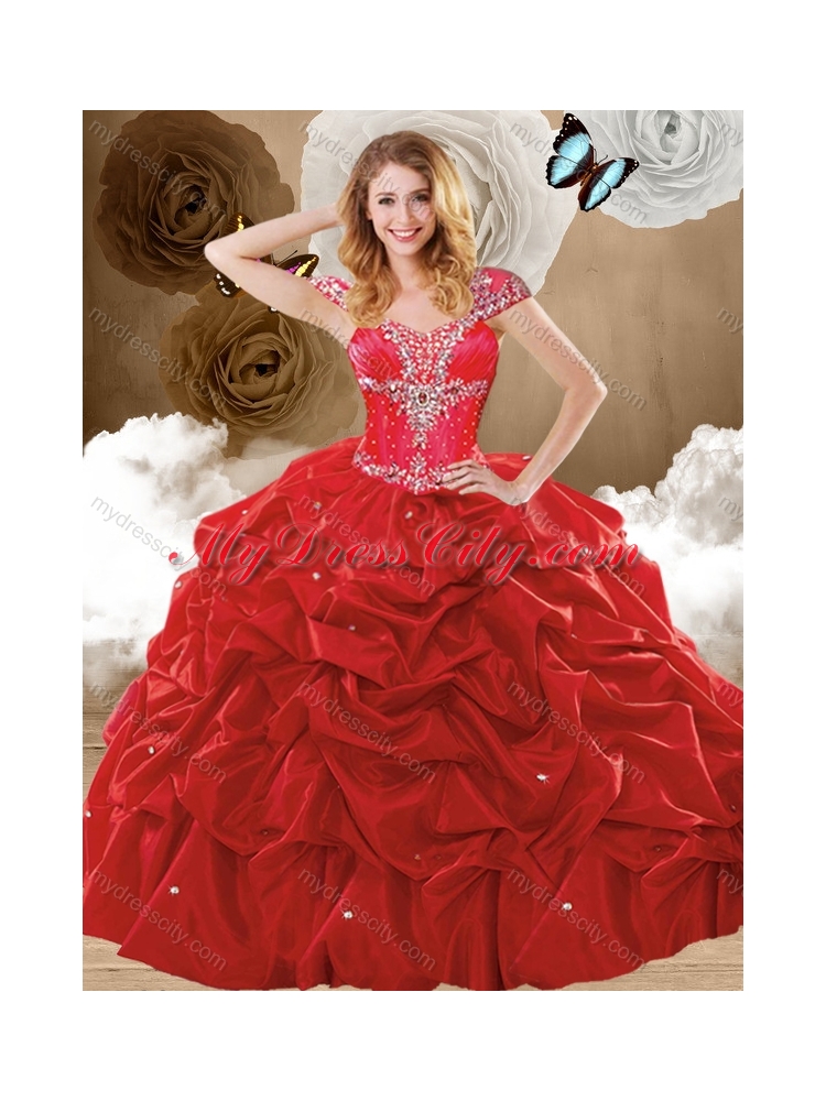 Lovely Beading and Pick Ups Quinceanera Dresses with Brush Train