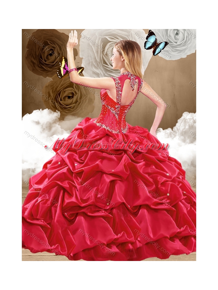 Lovely Beading and Pick Ups Quinceanera Dresses with Brush Train