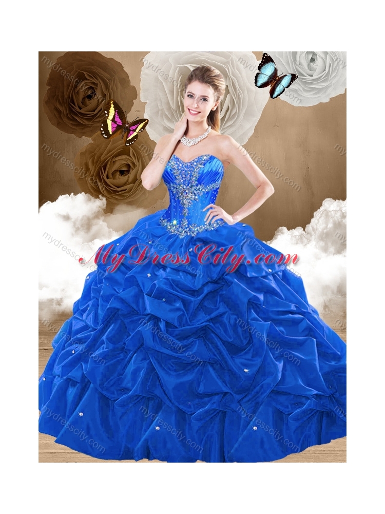 Lovely Beading and Pick Ups Quinceanera Dresses with Brush Train