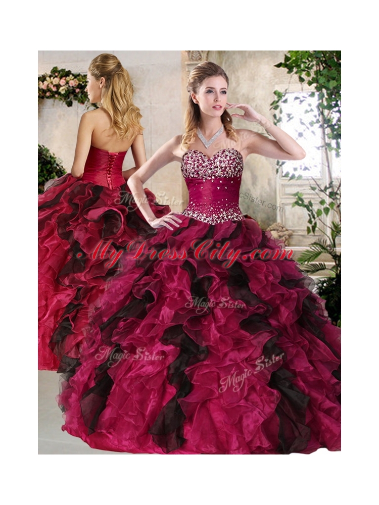 Most Popular Sweetheart Multi Color Quinceanera Dresses with Beading and Ruffles